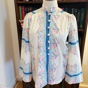 VTG 1970s Peppermill Cali Tunic Blazer Victorian Roses Cottagecore SZ Medium